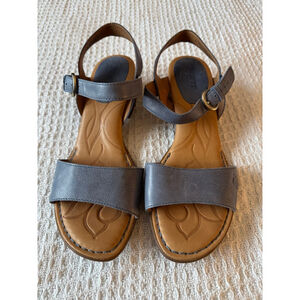 Born leather sandals with ankle strap in cornflower blue color